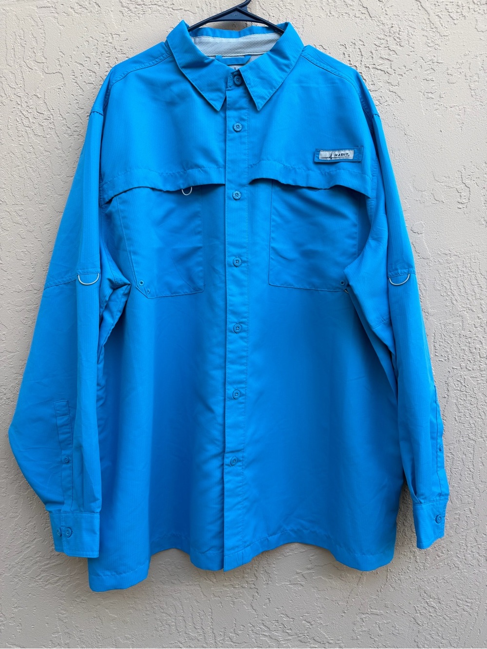 Habit Outdoors Long Sleeve Fishing Shirt Blue Men's Size 2XL UPF 40+ Vented